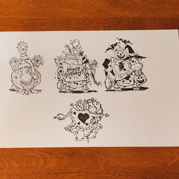 Stampin' Up! 2003 'Many Moo's' Cow stamp set of 4. - Picture 2 of 2